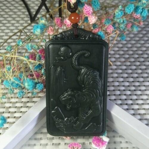 Natural Hetian Jade Handwork Carving Tiger Jade Pendant Jewelry Lucky Exorcise Evil Spirits Safety Amulet Fine Jewelry Pendant
