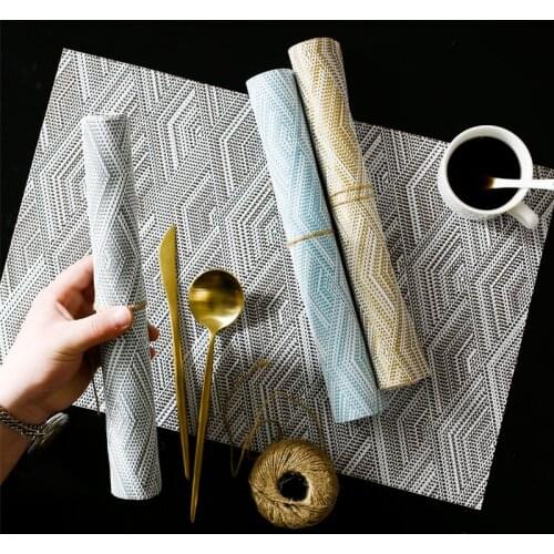 Nordic 3D Three-dimensional Wave PVC Jacquard Western Table Mat Waterproof Non-slip Western Restaurant Table Plate Mat