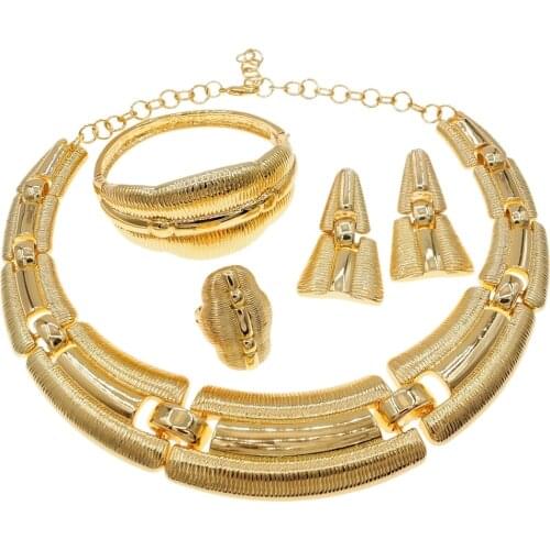 Latest Luxury Italian Gold Jewelry Set Brazilian Gold Wedding Big Jewelry Sets Woman Party Necklace Jewellery Set H0003