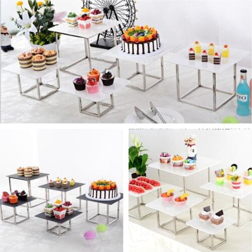 Silver Iron Cake Stand Acrylic Tray Plate For Wedding Cupcake Cookie Drinking Fruits Food Candy Bar Table Display Buffet Banquet