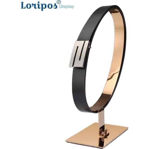 Belt Display Racks Stainless Steel Girdle Display Stand Holder Desktop Leather Belt Waistband Stand For Boutiques Display Props