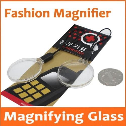 2pcs/Bag 3 Times Magnification Gift Toy Portable magnifying glass for mobile phone rope Decorative Magnifiers