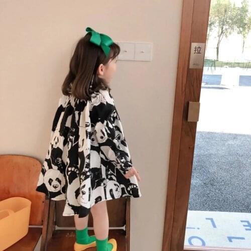 Print Animal Long Sleeve Shirt Dress For Girls Cute Loose Casual Kids Dresses 2-13 Years Children Clothing Toddler Baby Outfits