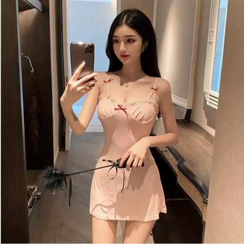 Hot girl sexy short suspender dress