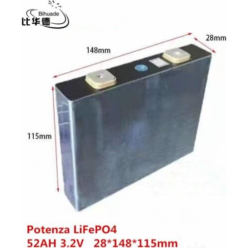 LiFePO4 power 52AH 3.2V 28*148*115mm equipped with outdoor suitable for electric forklift, RV energy storage, on-board powe
