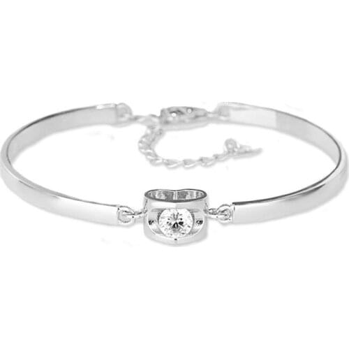 SL127 New Handicraft Ornaments 925 Sterling Silver Bracelet Lady Jewelry Handicraft Zircon Bracelets Sweet Love Bangles