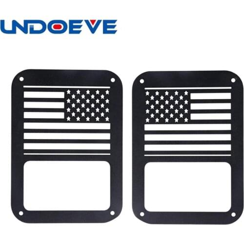 Undoeve American US Flag Taillight Light Guard Cover for 2007-2018 Jeep Wrangler JK & Wrangler Unlimited - Pair
