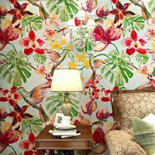 Wellyu American country flowers and birds wallpaper Southeast Asia style living room bedroom porch restaurant TV wallpapers обои