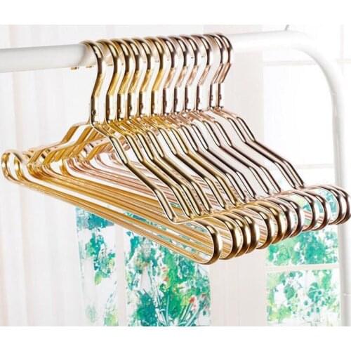 100pcs Metal Hangers Adult Suit Thickening Shelf Clothes Drying Racks Anti Skidding Curve Design Coat Seamless