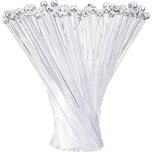 100Pcs Clear Cocktail Paddle Drink Bar Muddler Stirrers Plastic Round Top Swizzle Sticks Ball Head Stirring Mixing Rod