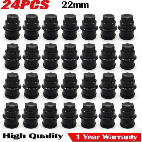 24PCS 22mm Black Wheel Nut Cap Covers for Chevrolet Cadillac GMC C1500 C2500 Replacement 12472838 9597158 15767268