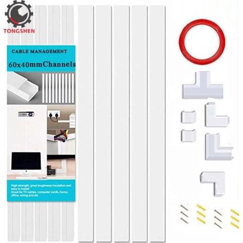 60x40mm Cable Concealer On Wall Cord Cover Raceway Wire Hider Raceway Kit Cable Management Channel PVC Cable Trunking Canaleta