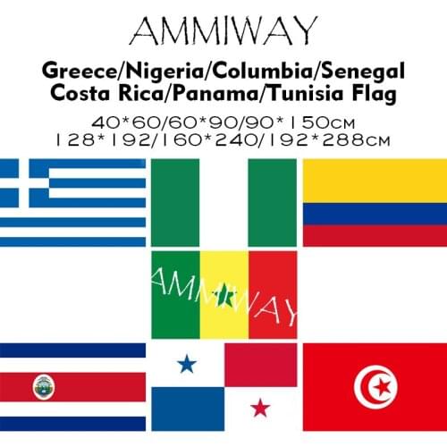 AMMIWAY Any Size Greece Nigeria Columbia Senegal Costa Rica Panama Tunisia Single Double National Country Flags and Banners