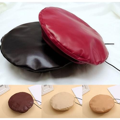 Women Girl Beret French Artist Warm Wool Winter Beanie Hat Cap Vintage Plain Beret Hats Solid Color Elegant Lady Leather Caps