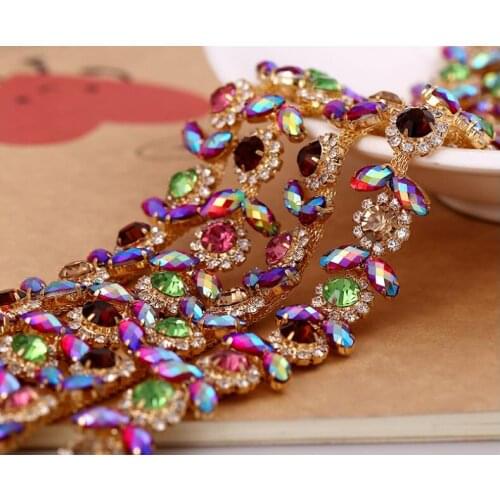 Free Shipping 5 yards Crystal Rhinestone Trim, Rhinestone Applique, Bridal Applique,Wedding Applique,Rhinestone Chain TONG003