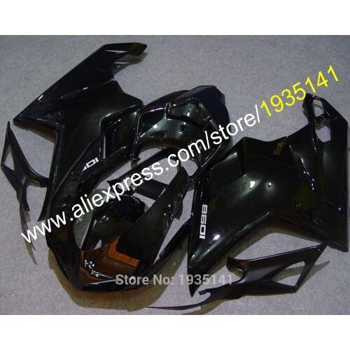 Brilliant Black Cowling For Ducati 848 1098 2007 08 09 10 2011 Year 1098S 1198 Motorbike Fairing (Injection molding)