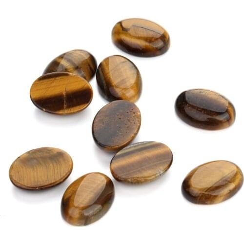 10pcs Natural Stone Tiger eye Stones Cabochon No Hole Beads for Making Jewelry DIY accessories Loose Elliptical shape Beads