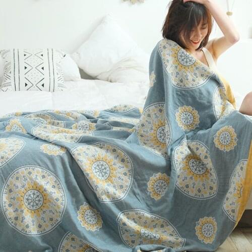 Four Layer Gauze Pure Cotton Breathable Muslin Summer Air Condition Towel Cover Blanket For Adult Kids Warm Travel Blankets