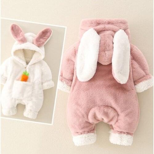 Newborn baby kids plush Jumpsuit boys and girls cartoon cotton padded clothes thick