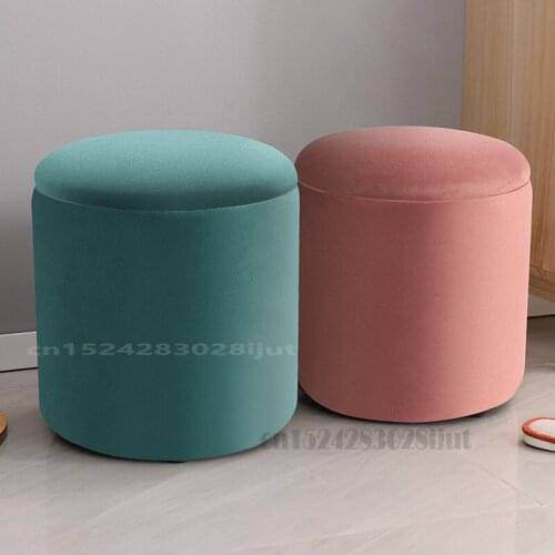 Household Solid Wood Shoe Changing Stool Dressing Table Stool Living Room Bedroom Storage Storage Dual-use Rouran Velvet