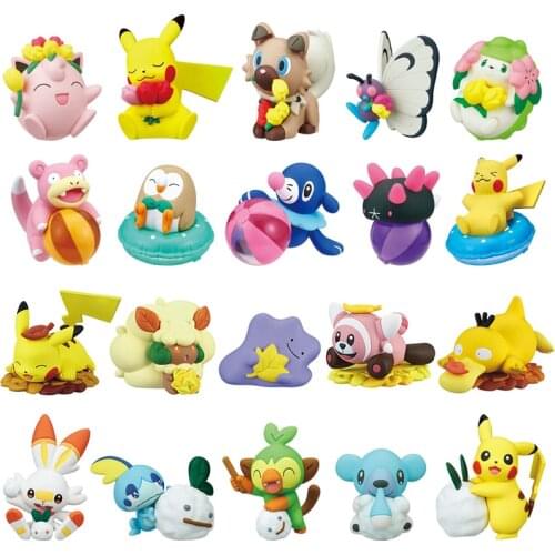 Pokemon Anime Figures Four Seasons Gashapon Toys Pikachu Rowlet Sobble Scorbunny Grookey Shaymin Action Figure Model Kids Gifts