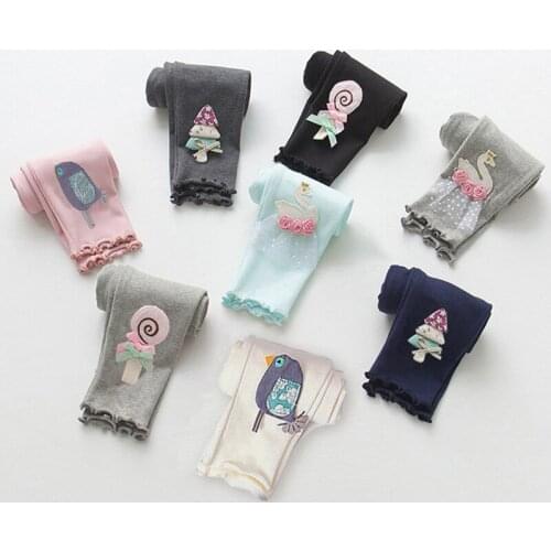 New Cartoon For Girls Pants Spring Winter For Girls Cotton Bottoming Lollipop Plus Trousers Fleece Lined Girls Leggings