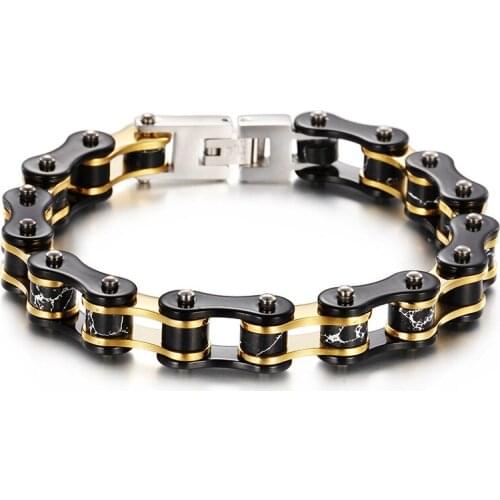 Foreign trade jewelry supply fashion trend cycling chain men titanium steel bracelet multi-color optional