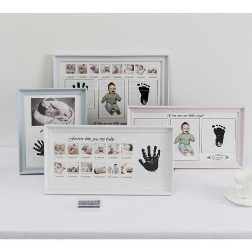 My First Year Photo Frame Baby DIY Handprint Footprint 12 Months Photo Frame Boy Girl My 1 Year Gift Craft Ink Kids Photo Frame