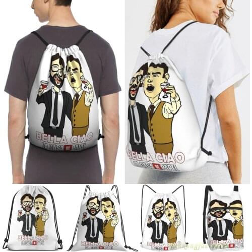 Men Sackpack Strap Bags La Casa De Pape Women Purpose Drawstring Backpacks Outdoor Travel Backpacks For Gym Training Fitness Bag