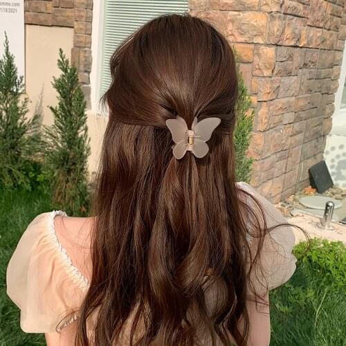 Gentle Butterfly Hairpin Gripping The Back Of The Head Frosted Acrylic Hair Gripping Super Fairy Gripping Temperament Hairpin