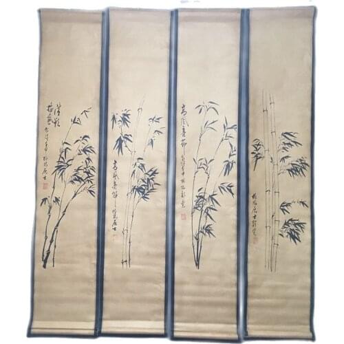 Collection of four screen paintings of Chinese bamboo painting