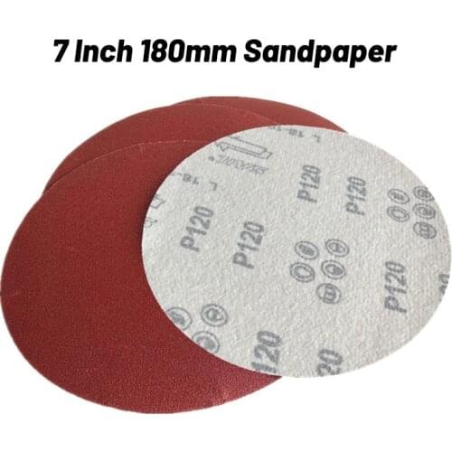 10Pcs 7 Inch 180MM Sandpaper Brushed Back For Sander Red Round Sanding Paper Disk Sand Sheets Grit 40-2000 Hook Loop Disc