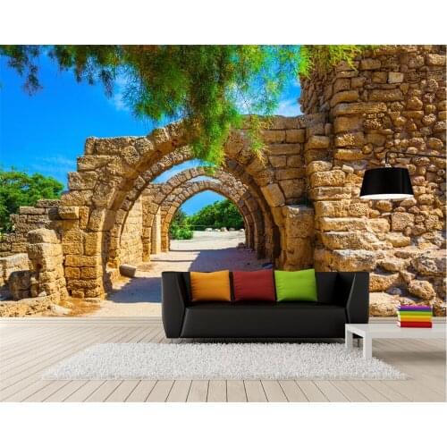 Beibehang Custom wallpaper home decor murals European arch relic mural TV background living room bedroom background 3d wallpaper