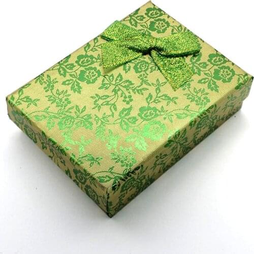 12pcs Rectangle Cardboard Jewelry Gift Boxes for Pendants Necklaces Earrings with Bowknot Outside and Sponge Inside 93x72x29mm