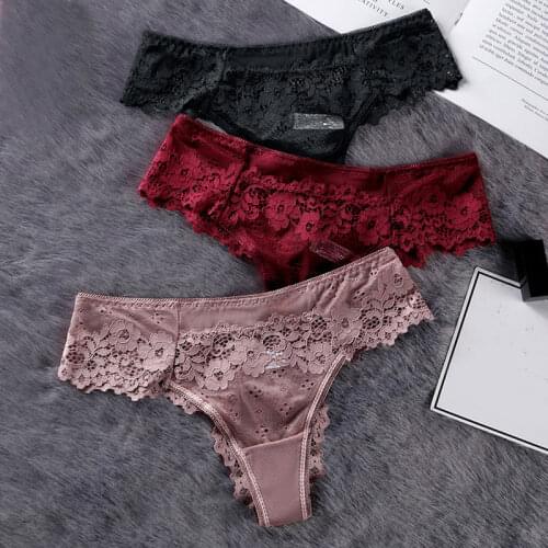 Sexy Fashion Lace Thong Panties Female Underwear for Women Seamless Mini G String Hollow Breathable Low Rise Briefs Lingerie