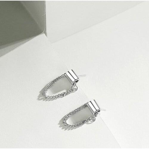 Earrings Stud Chain For Women Simple Korean Fashion Punk Female New Trendy Hot High Quality Student Jewelry Accessories BOYULIGE