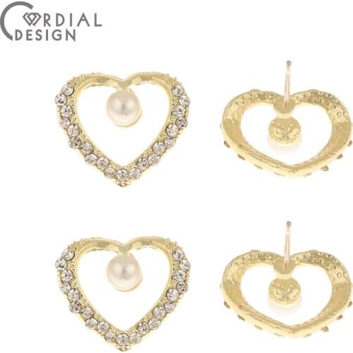 Cordial Design 50Pcs 15*17MM Rhinestone Earring Stud/Earring Accessories/Heart Shape/Jewelry Finding & Components/Hand Made
