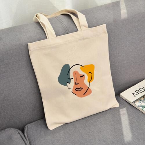 Womens Canvas Bag Girls Vintage Cartoon Printed Shopping Bags Female Large Shoulder Tote Bag Eco Reusable Ladies Handbags Lady