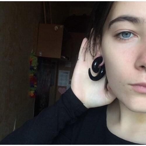 6 Pairs/lot Acrylic Black Spiral Taper Ear Expanders Plug Gauges Ear stretching Ear Plugs Tunnels Body Piercing Jewelry