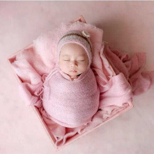 Knit Mohair Stretch Wrap Newborn Photography Props Jersey Swater Wrap Baby Gril Swaddle Blanket Photo prop