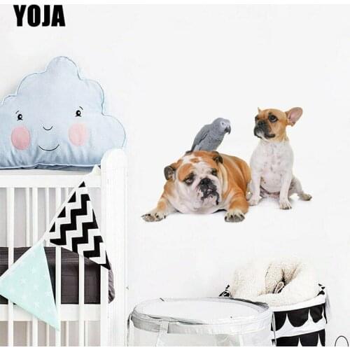 YOJA 49×33.5CM Bulldog Parrot Animal Modern Home Decor Living Room Wall Stickers Bedroom Decal 8WS0297