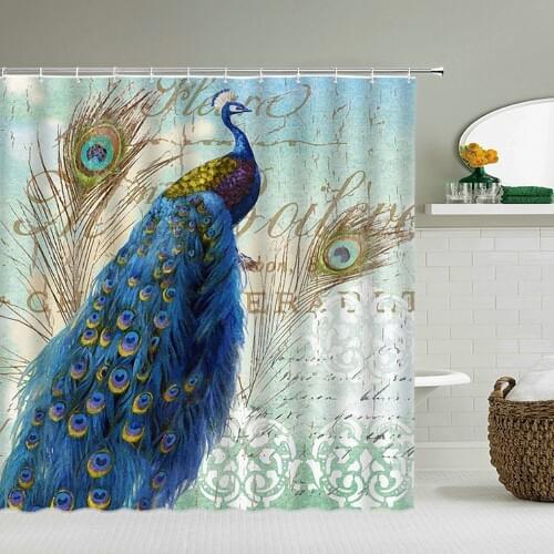 Chinese Bird Shower Curtain 3d Bathroom Curtain Waterproof Cloth With Hooks Decoration 180*180cm Black White Bath Screen