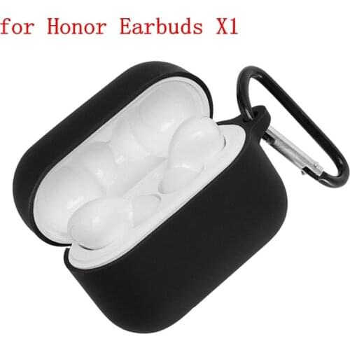 Anti-lost Dust-proof Protective Cover Silicone Case with Carabiner for Honor Earbuds X1 TWS Wireless Earphone