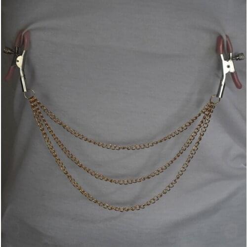 Three Chain Golden Nipple Clamps Clips Flirting Nipple Clamp Teasing Sex Bdsm Bondage Kit Slave Pinzas Pezones Adult Sex Toys