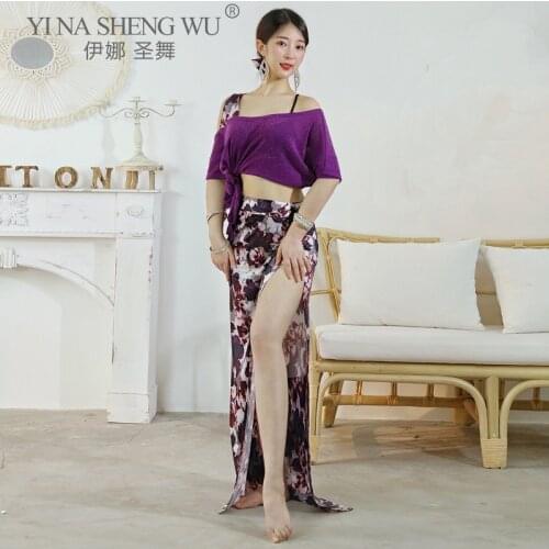 Summer Belly Dance Costume Set Women Top Printed Skirt Long Sexy Professional Practice Dancer Wear Bellydance Bellydance Dancing
