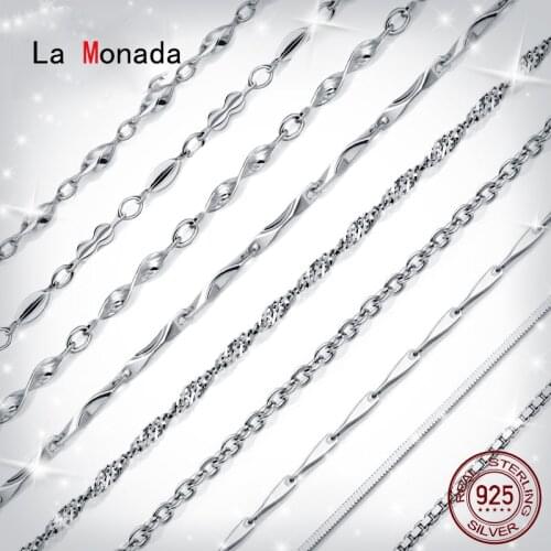 La Monada Womens Necklace 925 Silver Chains Woman On Neck Minimalist No Pendant Fine Jewelry For Women Necklace Silver Girls