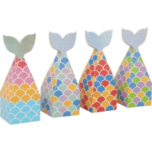 10/20Pcs Mermaid Tail Box Mermaid Candy Box Gift Package Boxes Treat Box for Children Birthday Babies Under Decorations Supplies
