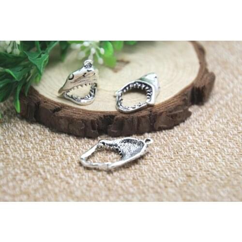 10pcs shark mouth Charm Silver tone Movable Shark Mouth Pendants Charms 18X29mm