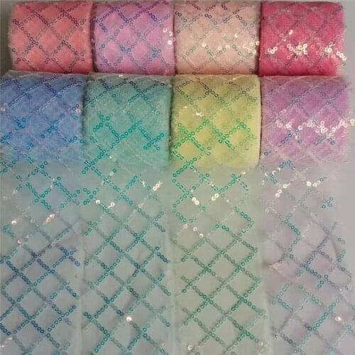 10 Yard Colorful Embroidery Sequins Tulle Roll Ribbon Streamer Bow Hairpin Baby Shower Decorations DIY Craft Handmade Materials