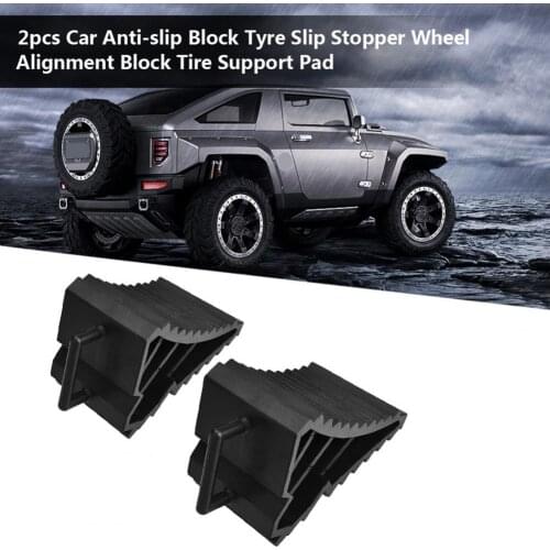 2Pcs Wheel Chock Universal Anti-slip Compact Black Rubber Tire Stopper Car tire Anti-skid Parking Locator for Car